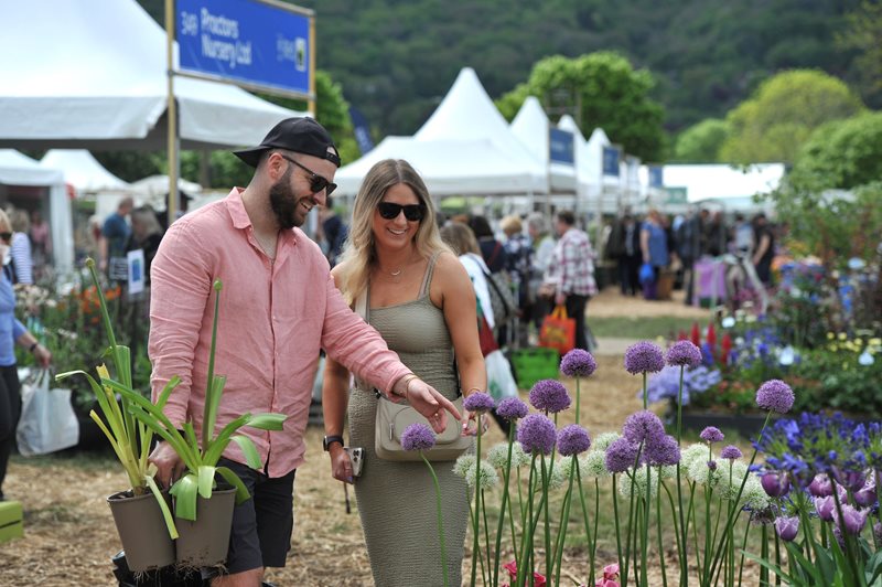 Visitors to the show shopping the plant stalls