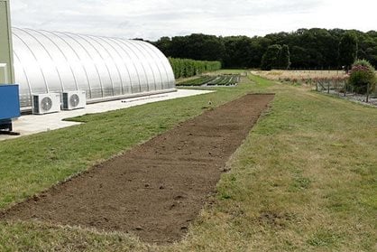 Strips of turf removed for solar panels at Deers Farm