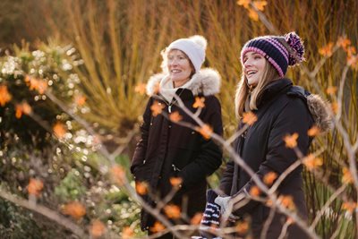 Visitors on winter walk at RHS Harlow Carr