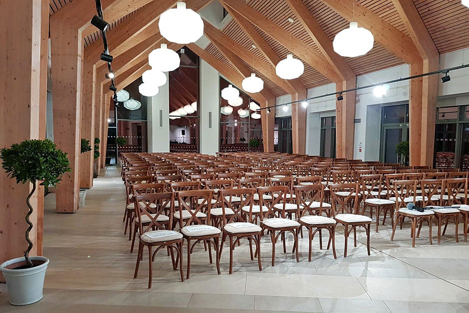 Hyde Hall's Hilltop Lodge arranged in theatre style