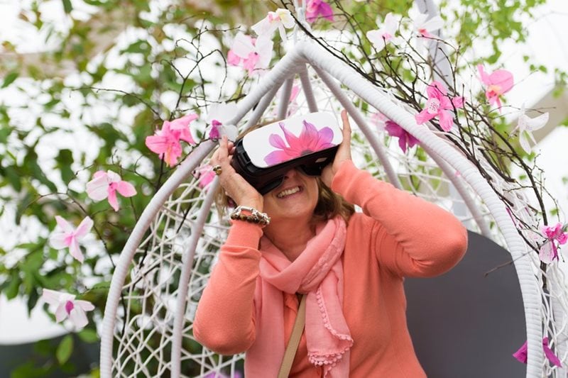 A visitor enjoys a virtual reality experience