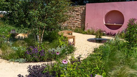 With its playful architecture, dreamy colours and ethereal planting, this garden provides a respite from daytime worries
