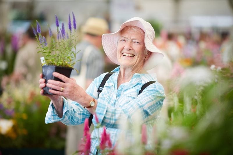 A visitor shopping at RHS Flower Show Tatton Park