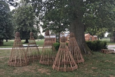 Close-up of Willow Shuttlecocks installation