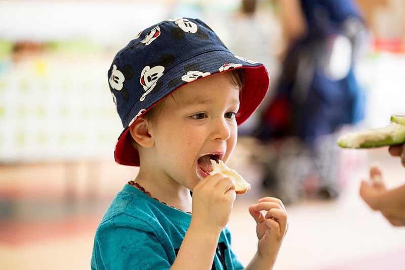 Child eating at a show