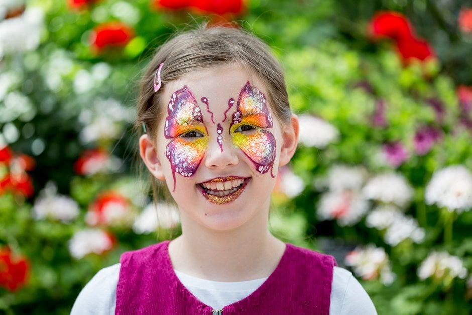 Girl with face painted