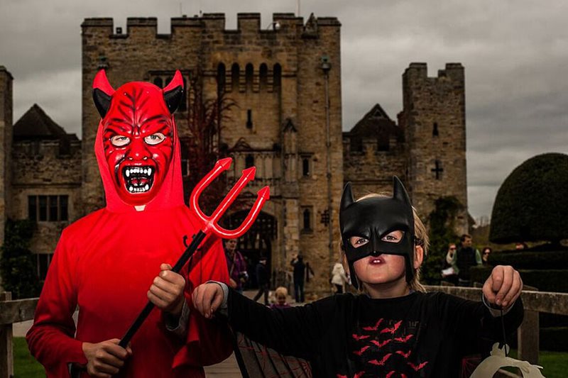 Children in Halloween costume at Hever Castle