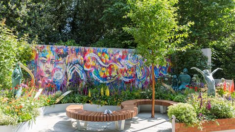 Designer Laura Anstiss' first-ever show garden is a colourful space created to convey a message of hope for children who have been diagnosed with cancer.