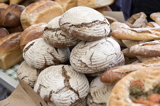 Artisan breads on display