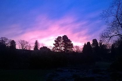 Sunrise over RHS Garden Harlow Carr