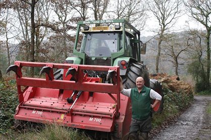 Heavy machinery in the woodland at Rosemoor