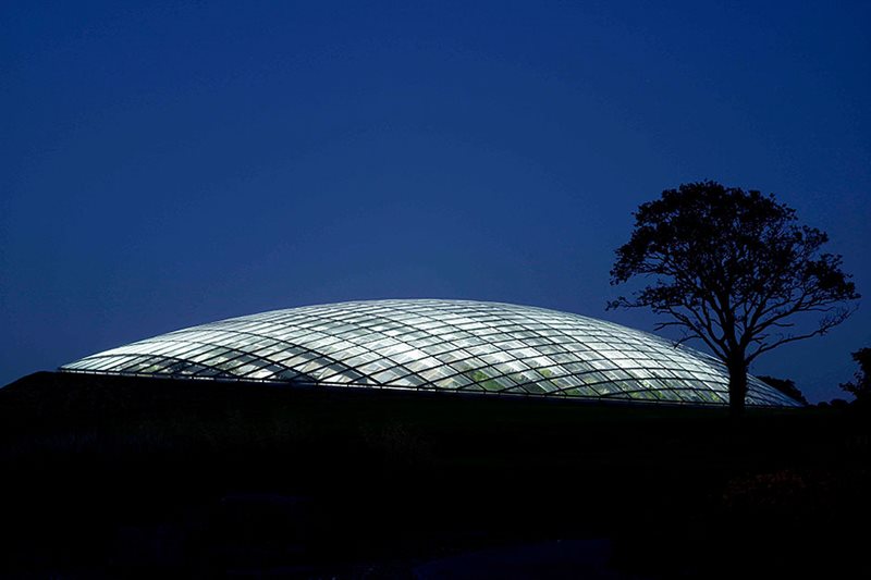 National Botanic Garden of Wales glasshouse by night