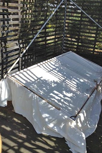 Cold frame with polythene cover