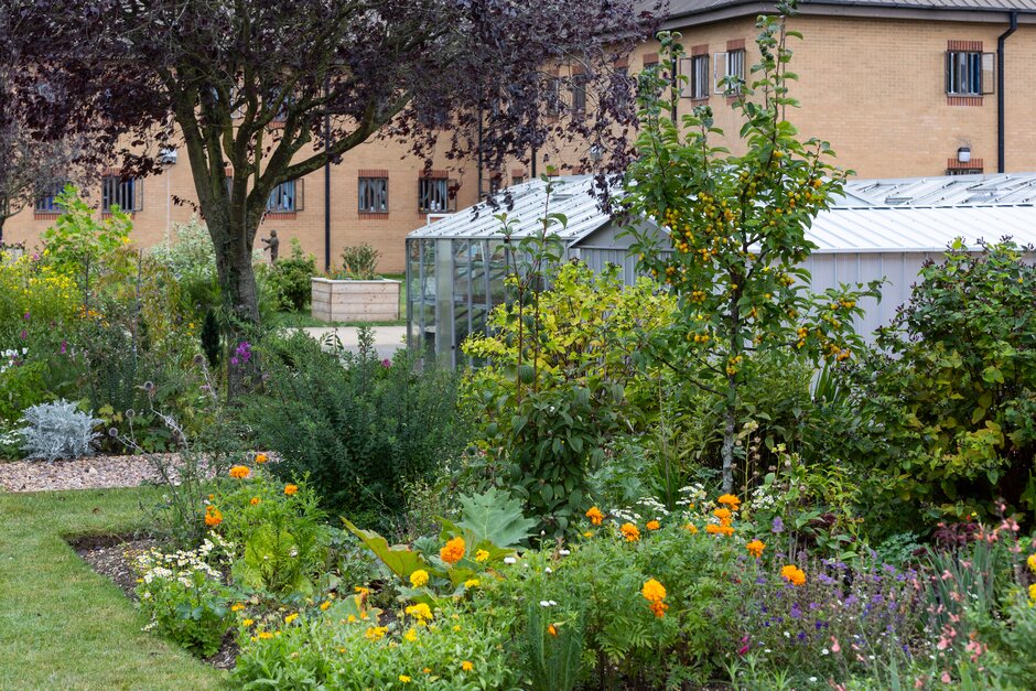 The garden at HMP Littlehey prison in Cambridgeshire