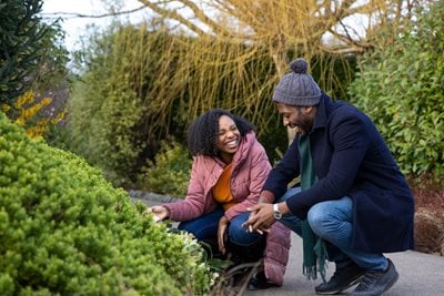 Visitors enjoying a winter day out at RHS Harlow Carr