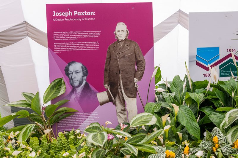Info display about Joseph Paxton in the Great Conservatory at Chatsworth