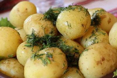 New potatoes cooked with fresh herbs
