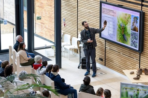 Two people having fun gardening
