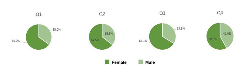 Gender quartile pay band table