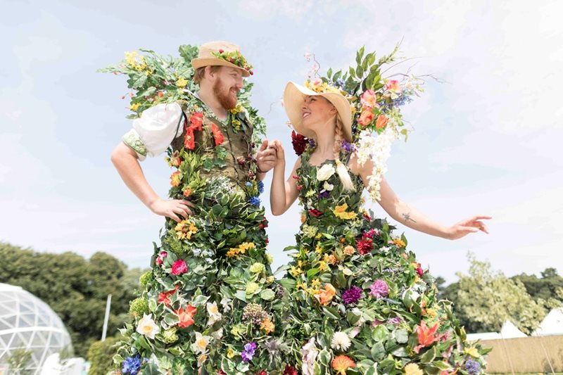 People dressed in flowers