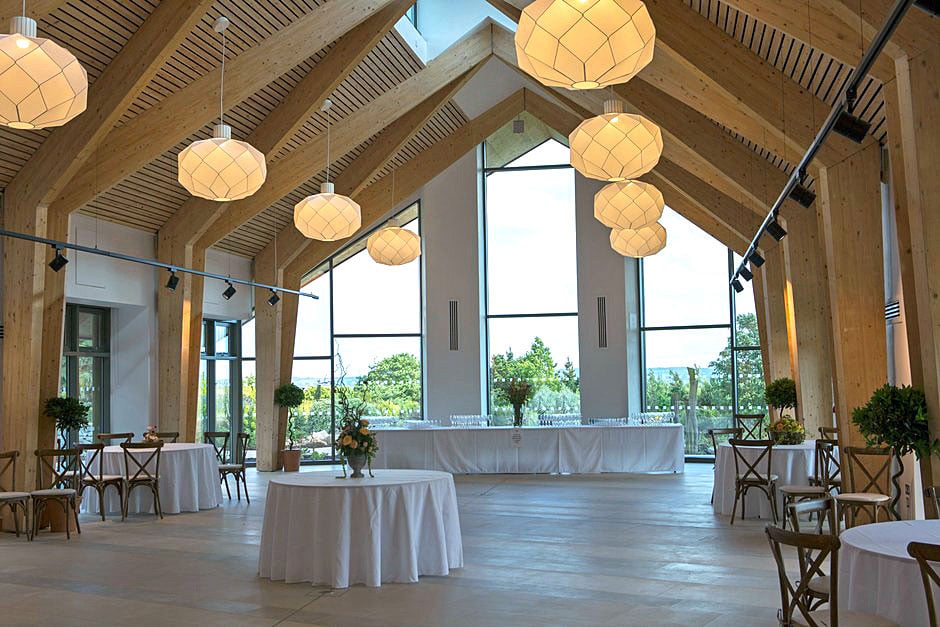 Hyde Hall's Hilltop Lodge set out  in banquet style