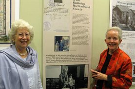 Mrs Doreen Black and Mrs Margie Mellis at the opening of the exhibition. They are both descendants of Ruhleben internees who were shipmates on the SS Rubislaw