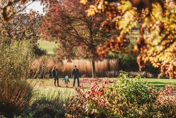 people on a walk through the gardens