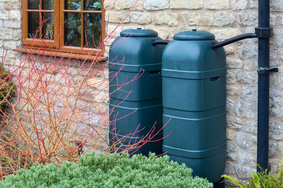 Make space for rainwater in your garden through the addition of watering butts which can be connected not only to outbuildings but the downpipes on your house.